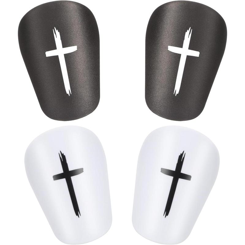 2 Pairs Black & White Cross Shin Guards Christian Faith Soccer Extra Mini Shins Guard 3 x2 Inch Small Shin Guards Comfortable Light Shin Pads Ultra Miniature Shins Guard Soccer for Men Women