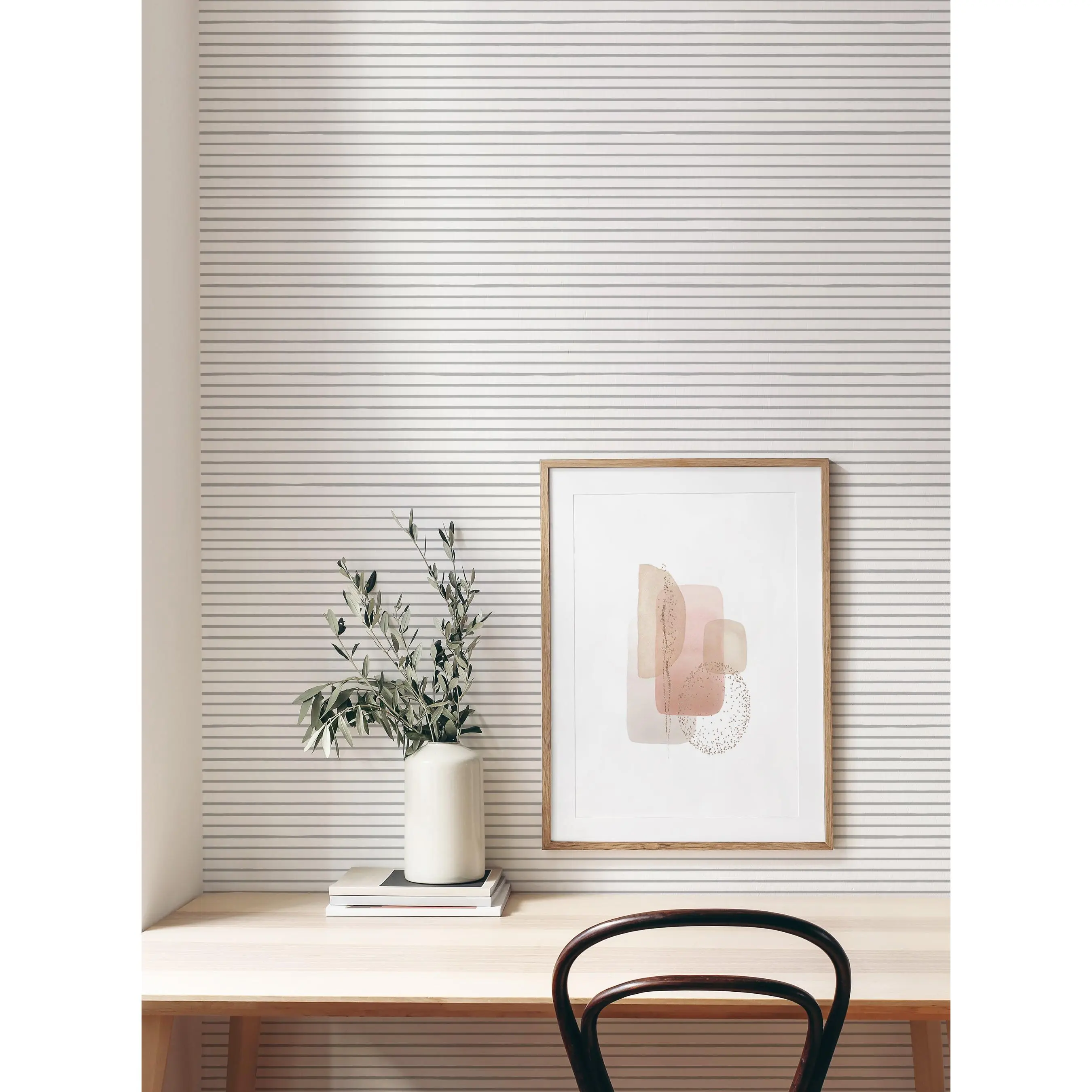 Painted Horizontal Lines Peel and Stick Wallpaper - Minimalist Temporary Renter-Friendly Design for Home Improvement, Accent Wall Decor, Peel And Stick Wallpaper Designs