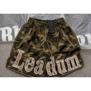 LEADUM Premium Mesh Shorts with Oversized Chenille Embroidery Heavyweight Breathable Fabric Adjustable Waistband Unisex S-3XL Camo Colorway