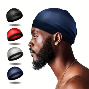 4pcs Luxurious Silky Wave Cap Compression Durag for Men - Soft, Stain-Resistant, Breathable with Good Fit - Enhance Your Style Hair Health with Hold for Adult Wave Hair - Bathroom Accessories for Men's Grooming
