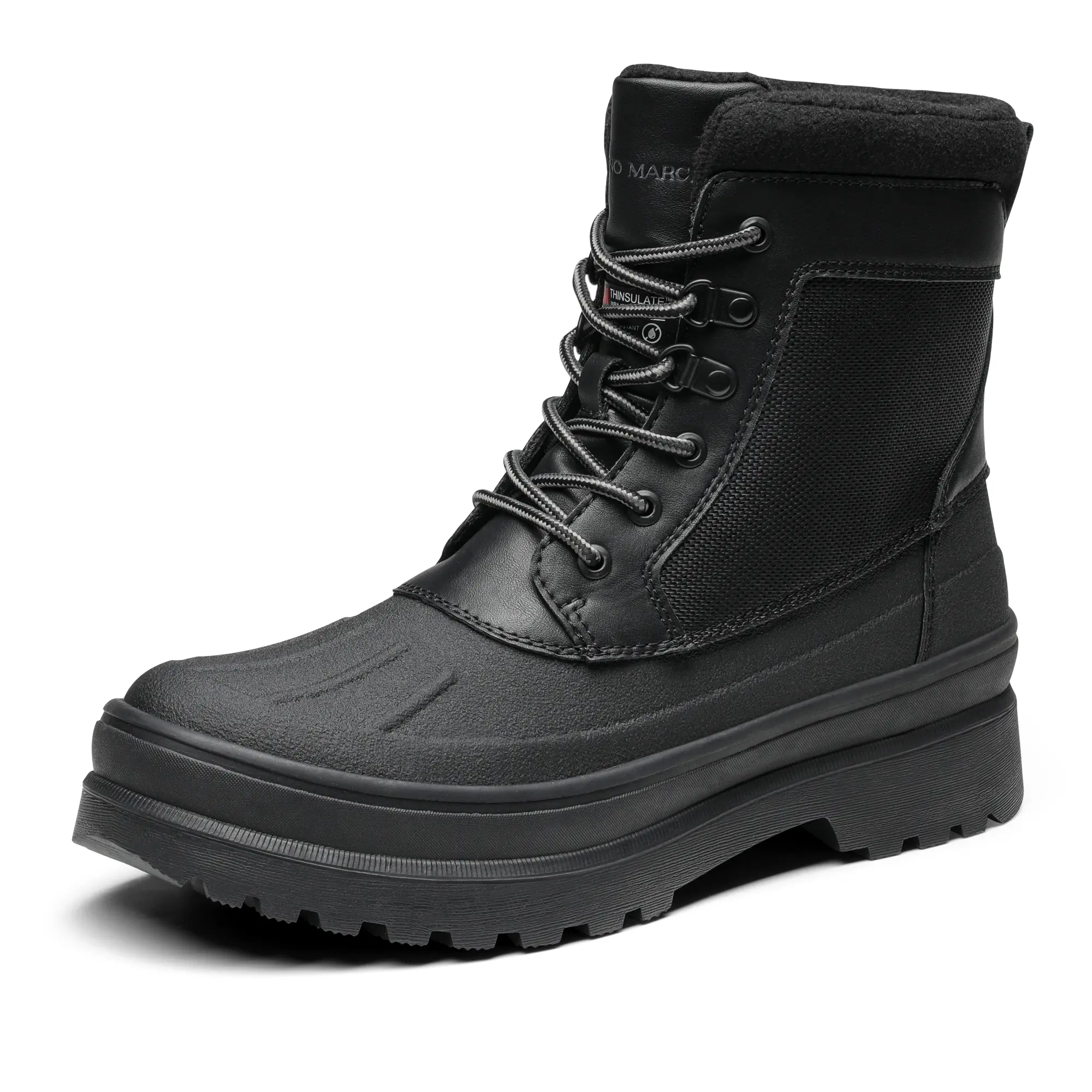 【BRUNO MARC Anniversary】 Men's Closed Winter Black Casual Outdoor Boots - Waterproof, Non-Slip Rubber Outsole, Round Toe Shoes for Outdoor Walking, Black Boot, Casual Outdoor Boot tiktokshopbacktoschool