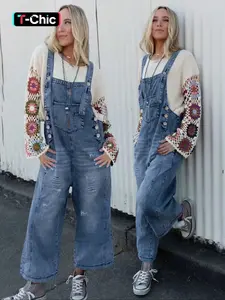 Women's Denim Overalls Pants, Denim Jumpsuit, Casual Style, Comfortable Fit, Perfect for Everyday Wear, Trendy Women's Clothing
