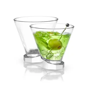JoyJolt Set of 2 Aqua Vitae Octagon Off-Base Martini Glasses