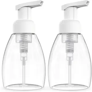 Foam Soap Dispenser Pump Bottle BPA-Free Refillable Plastic Container for Liquid Soap - Kitchen Bathroom Commercial Use 8 Ounce (250 Milliliters) 2-Pack Transparent
