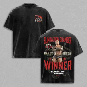 Randy Orton Elimination Chamber 2026 Back Print Vintage Washed Oversized T-Shirt, WWE Wrestling Graphic Tee, Streetwear Summer Outfit Men’s T Shirt Gift for WWE Fans