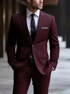 Men'S Formal Suit Two-Piece Set, Single Button Long Sleeve Blazer and Pants, Suitable for Interviews, Business Professional Occasions, and Daily Casual Parties