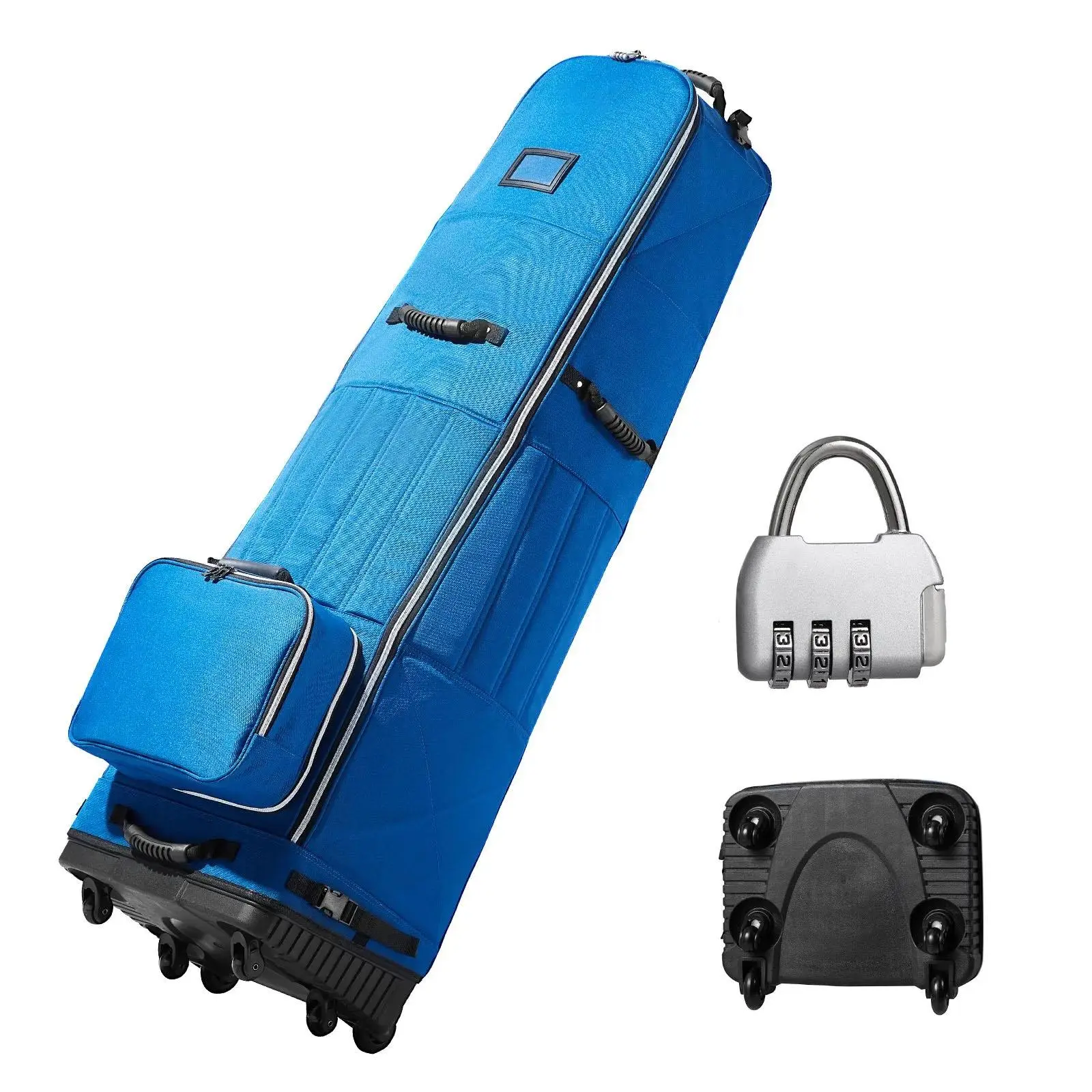 1200D Oxford Golf Travel Bag with Wheels, Heavy Duty Waterproof Wear-Resistant Soft-Sided Golf Travel Cover, Padded All-Round Protected Golf Club Luggage Case with Combination Lock, Detachable Shoe Pocket & Foldable Design for Airline Travel