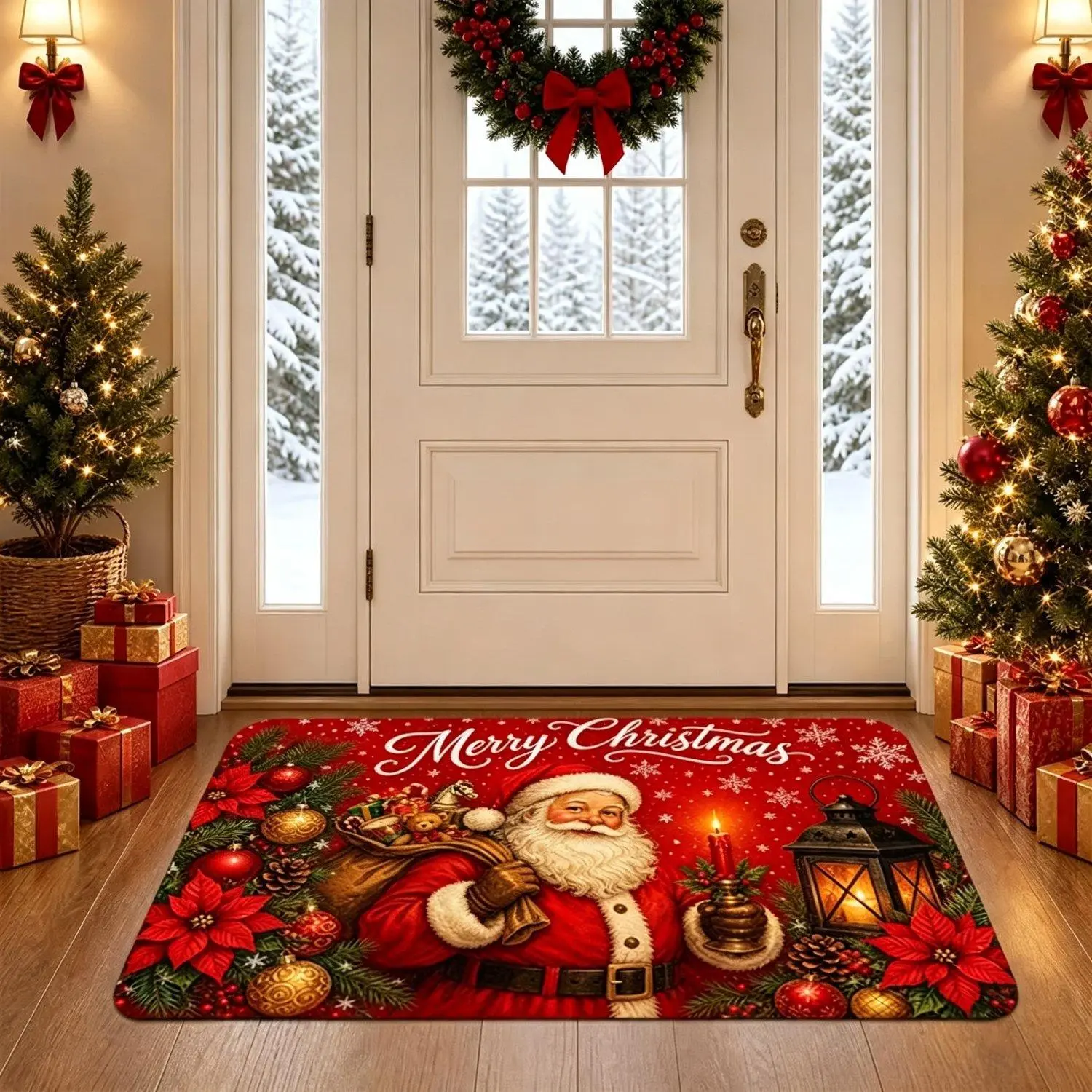 1pc Christmas Themed Indoor Doormat, Santa Claus Pattern Entryway Mat Suitable for Home and Outdoor Decoration, Ideal for Entryways, Bedrooms, and Balconies, Gift Home