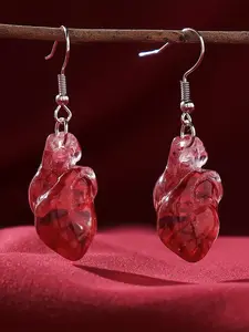 1 Pair of Gothic Resin Red Heart Earrings with Personalized Design for Men and Women, Halloween Party Earrings