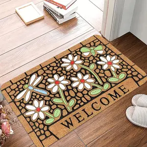 Floral Pattern Welcome Door Mat, Non-slip Floor Mat, Decorative Carpet for Home Living Room Bedroom, Home Decor Supplies, Home Decorative Rugs, Botanical Area Rugs