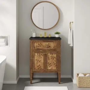 Modway Elysian 24" Wood Bathroom Vanity in Black Brown