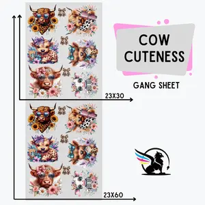Cow Cuteness | Premade DTF Transfer Gang Sheet For Graphic Tees
