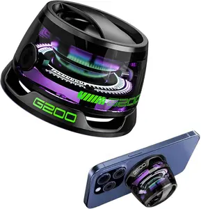 【MUNBYN Magnetic Bluetooth Speaker】Multifunctional Portable G200 Speaker with Multi RGB Color Light Show-3D Surround Sound Effect,Phone Stand for iPhone, Android, TWS Pairing (Black)