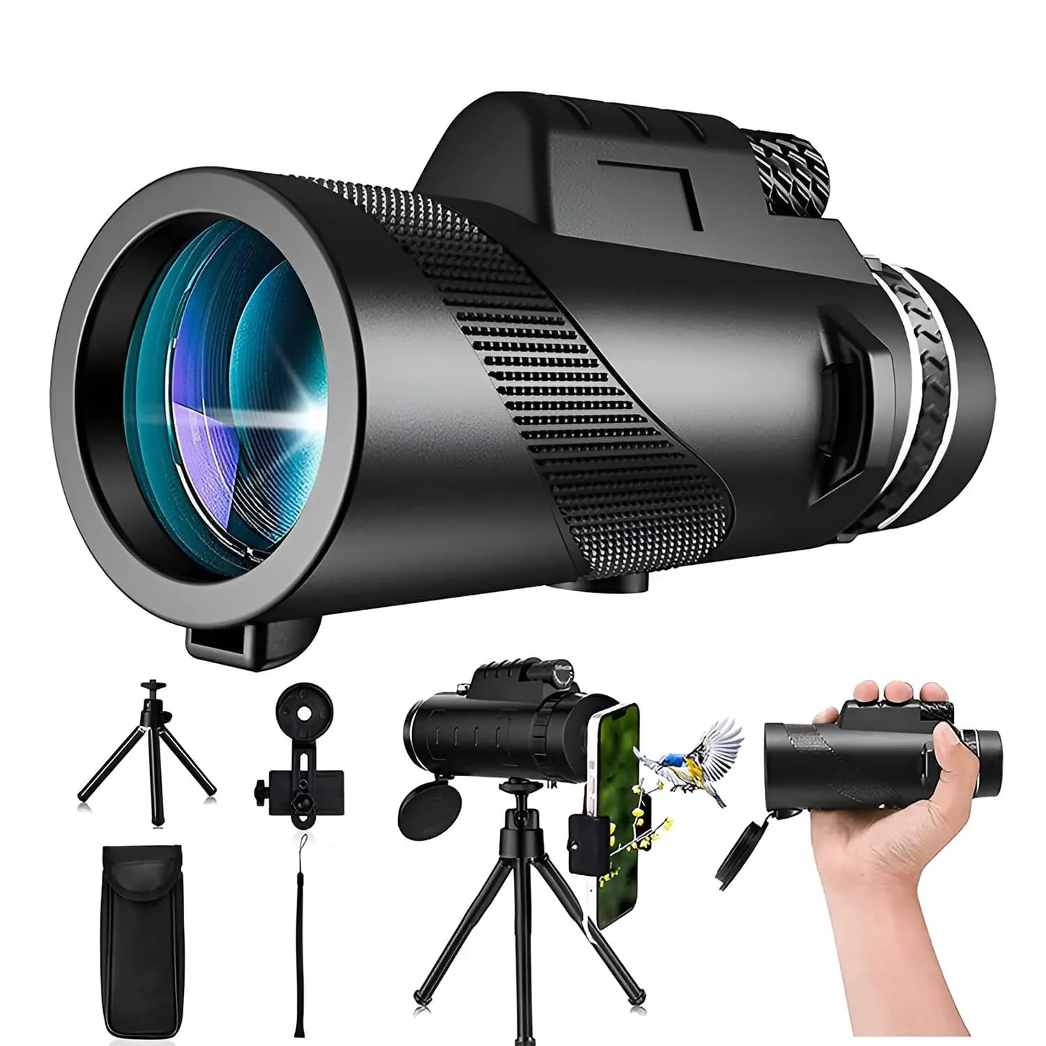 Skybound 80x100 Monocular-Telescope High Powered for Smartphone Monoculars for Adults High Definition Monocular Telescope for Stargazing Hunting Wildlife Bird Watching Travel Camping Hiking