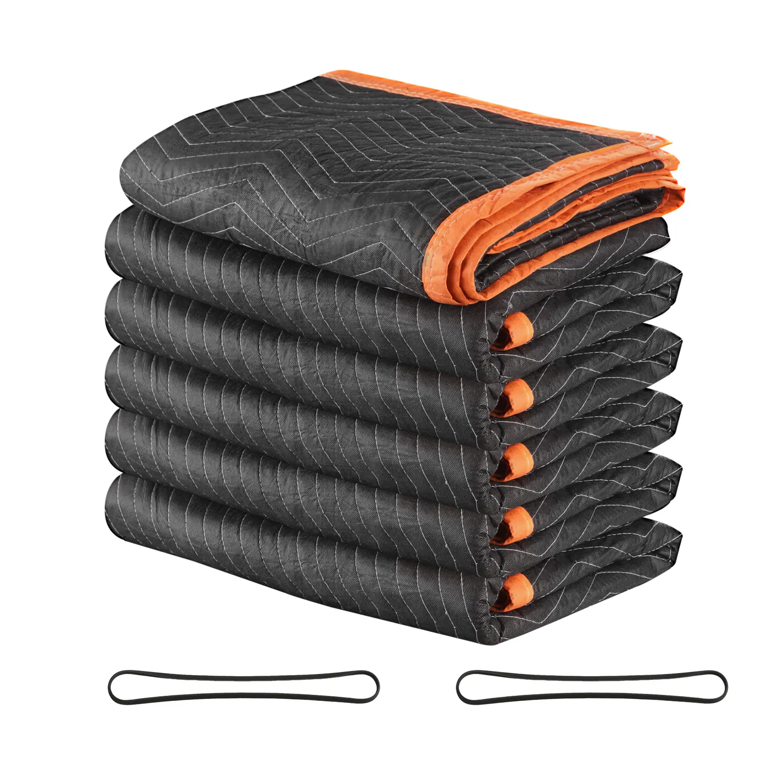 Moving Blankets 6 Pcs, 72 x 40 in (32 lbs/dz) Large Packing Blankets with Cotton Filling, Heavy Duty Nonwoven Fabric Padded Moving Blanket for Shipping, Wrapping, Protecting Furniture