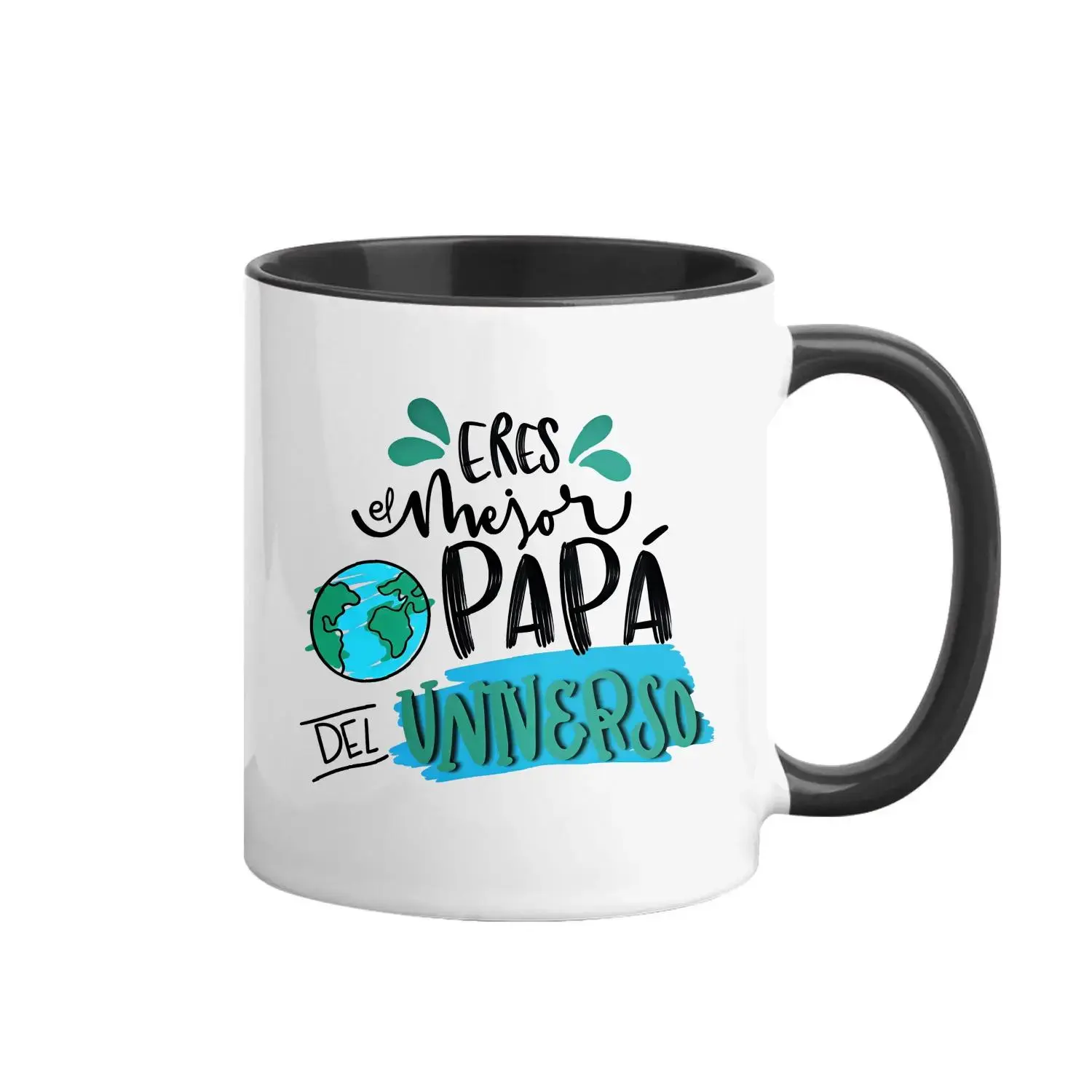 "Eres El Mejor Papá Del Universo" Spanish Coffee Mug, 11oz White Ceramic Tea Cup, Cute Earth & Hand Lettering Design, Heartfelt Fathers Day Gift for Dad