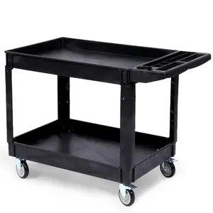GARVEE Heavy Duty Utility Service Cart with Swivel Wheels, 550LBS Capacity, Large Shelf, and Ergonomic Storage Handle for Efficient Warehouse and Garage Cleaning, Dimensions: 45.7x25.6x33.5 Inches.