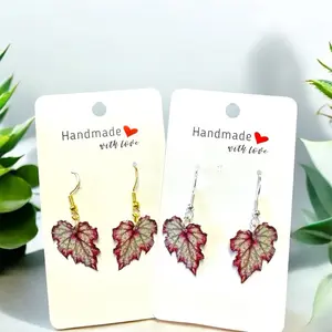 Handmade Begonia Leaf Earrings - Handmade with Love, Elegant and Natural Look