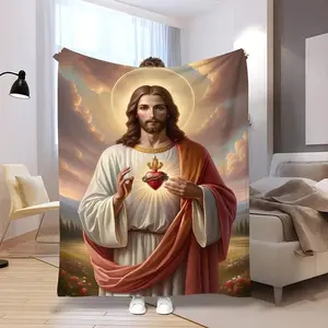 White Cloud Jesus modern style soft and warm digital printed multi-functional blanket, suitable for living room, sofa, outdoor beach, camping. It is an ideal gift for relatives and friends.