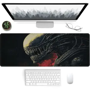 Alien Pattern Mouse Pad, Rectangle Gaming Mouse Pad with Non-slip Base and Stitched Edges, Office Desk Keyboard Mat for Gaming Laptop Computer, Office Desk Accessories