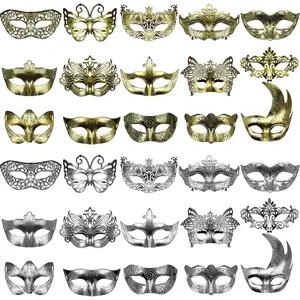 30 Pieces Masquerade Mask Antique Masks with Straps for Women Men Masquerade Ball Mardi Gras Carnival Party Favors(Gold, Silver)