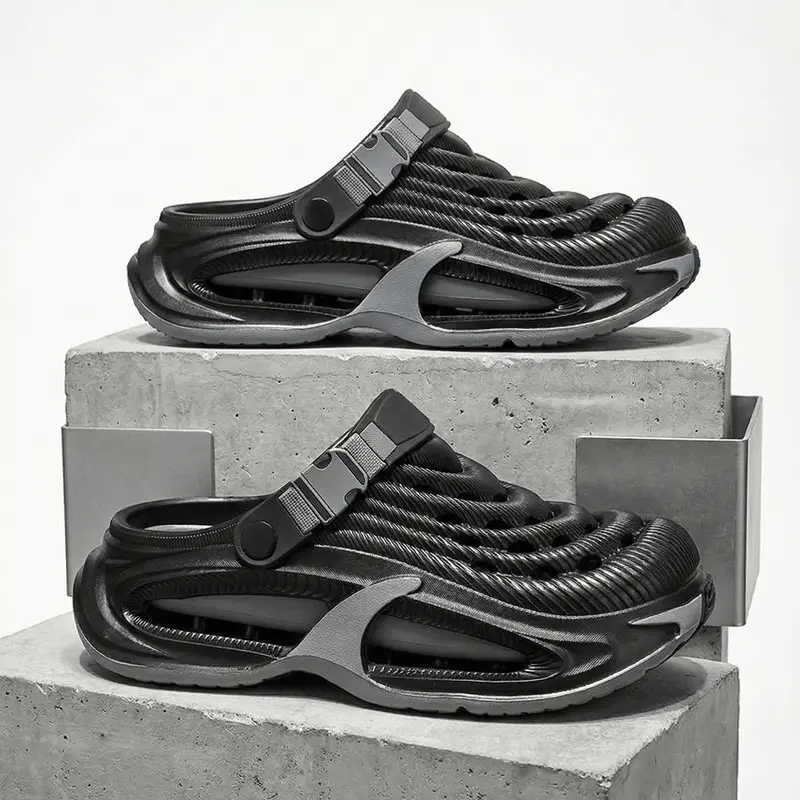 TikTok Made Me Buy It Viral Men's Clogs Streetwear Thick Sole Sandals Non-Slip Breathable Outdoor Beach Shoes Lightweight Comfort Slides Summer Essentials Gift for Him Cyberpunk Design Quick Drying Garden Shoes