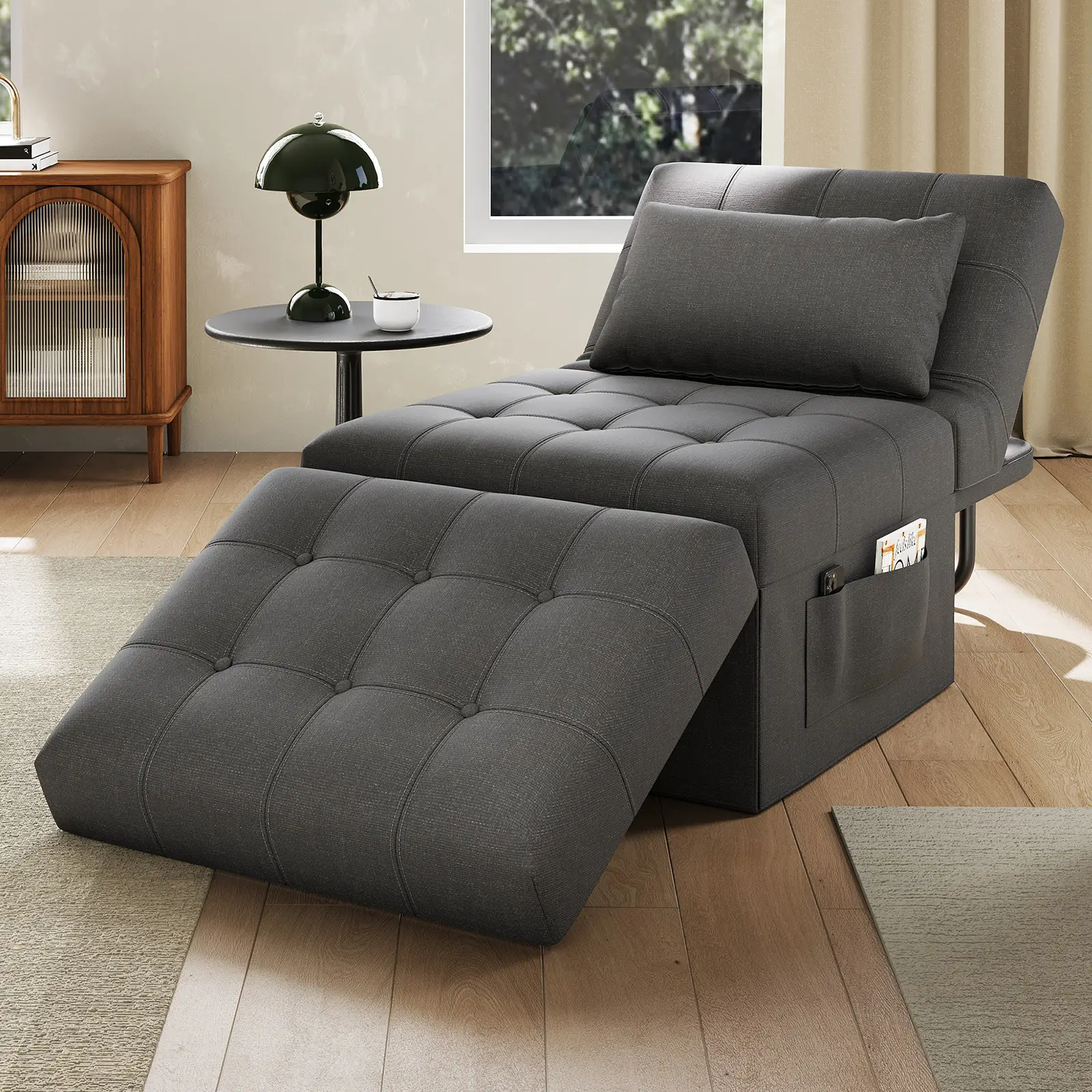 [Restock Sale] AMERLIFE Sofa Bed, 4 in 1 Folding Bed with Ajustable Backrest, Convertible Sofa Bed with Tufted Sleeper Chair, Sofa Bed for Living Room