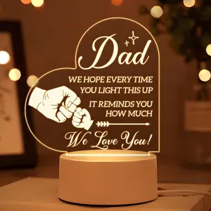 Unique Acrylic Night Light, Perfect Gift for Dad's Birthday, Father's Day, Christmas, USB Powered, Clear Text Design, Led Lights
