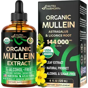 USDA Organic Mullein Leaf Extract Drops for Lung Support - Made in USA Supplement - Respiratory Health Support -  Natural lung detox