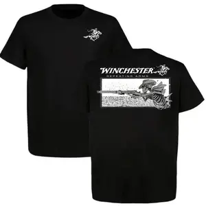 Winchester Repeating Arms T-Shirt – Skeleton Cowboy Graphic Tee, White Cotton Menswear,