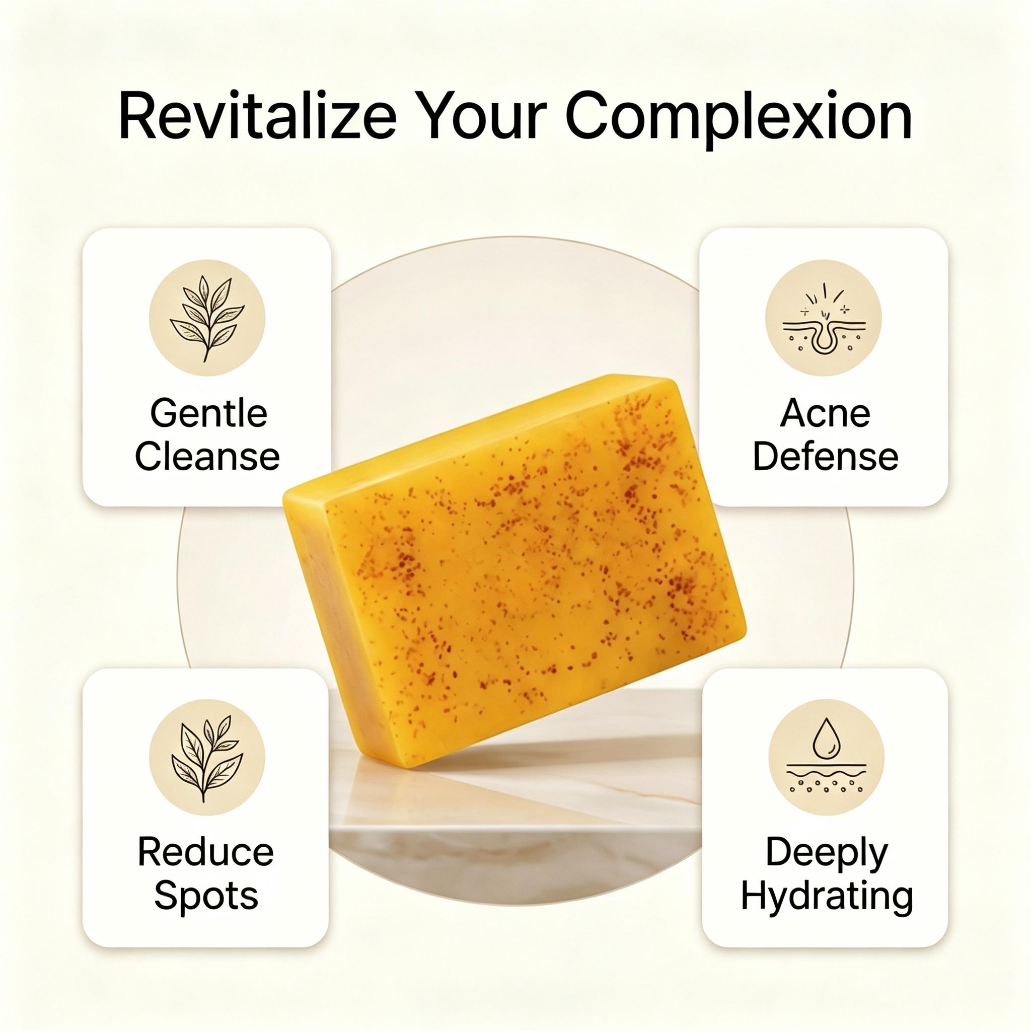 Turmeric Kojic Bar Soap Multi-Pack with Organic Honey Extract, Mild Daily Face and Body Cleanser, Turmeric Bar Soap, Face & Body, Kojic Soap