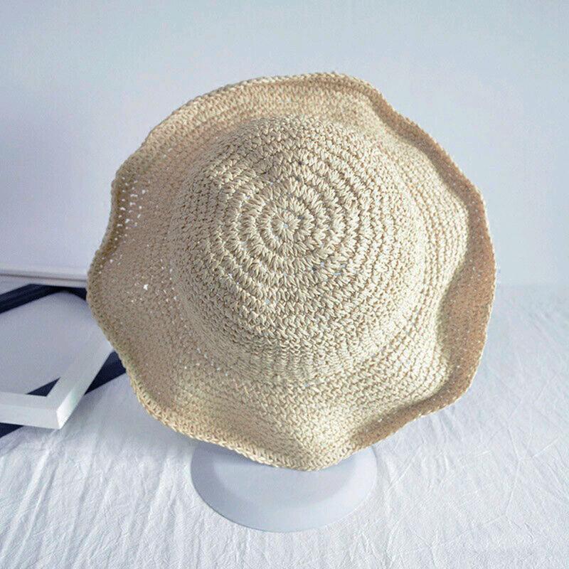 Women's Summer Sun Hat, Wide Brim Straw Hat in Solid Color, Foldable Beach & Travel Hat, TikTok Viral  Hat Dupe, Lightweight Sun Protection Accessory