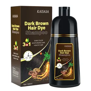 KAISASA Dark Brown Hair Dye Shampoo 3 in 1,Herbal Ingredients,Contains Ginseng Extract,Natural Haircoloring, Plant Haircareblack hairdye