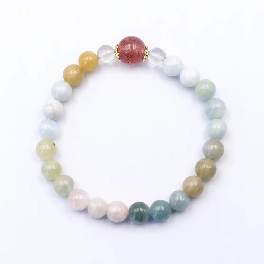 Natural Morganite & Strawberry Quartz Bracelet – Love, Healing & Emotional Balance
