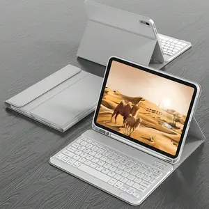 Keyboard Case Compatible with iPad Protective Cover, Supports Automatic Sleep/Wake Lid Writing Tablet Case Detachable Wireless Bluetooth Keyboard , Slim Lightweight Stand Cover With Pencil Holder
