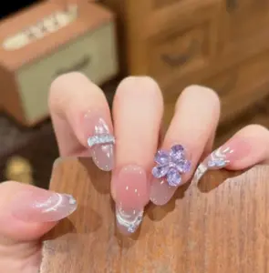 DIY Home Nail Art Set - Live Selection Press on Nails for Home Decor Matching | 24pcs Full Cover False Nails
