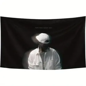Partyne-Xtdoor 'PARTNEXTOWN' Hip Hop Style Music Wall Hanging Flag 3x5 Ft Polyester Black Background White Text for Indoor Outdoor Dormitory Party Decor - 3*5Ft(90*150Cm)