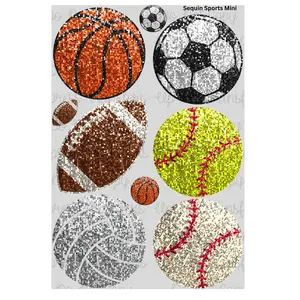 Sequin Sports Mini DTF Transfer Gang Sheet 24.5" Wide x 36" Long Direct To Film Trendy Vibrant Designs for Stylish Wardrobe