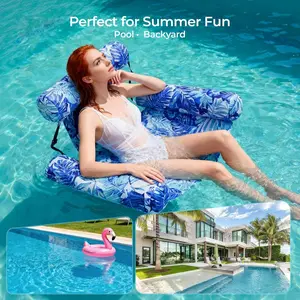 Tropical Leaf Inflatable Pool Float Chair with Fabric Cover & Mesh Sling – High Buoyancy, Fast Inflating & Deflating for Summer Fun in Pool or Backyard