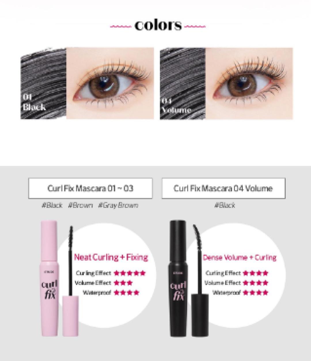 [ETUDE Official] Curl Fix Mascara & Dr. Mascara Fixer Set | 24H Smudge Proof Lashes | Volumizing & Lengthening | Waterproof & Clump-Free