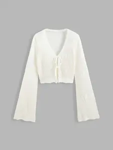 Women's Plain Basic Sweater Cardigan, Casual Long Sleeve Cardigan for Summer, Fashion Women's Knit Clothing for Daily Wear, Womenswear, Knitwear, Tops