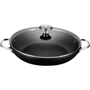 Toughened Nonstick PRO Shallow Casserole/Braiser with Glass Lid, 4 qt.