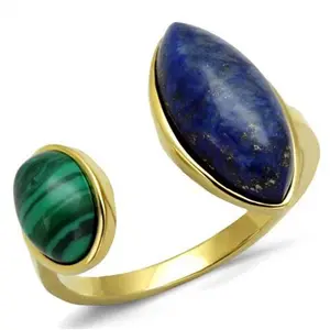 212 MAIN Women's Fashion IP Gold Stainless Steel Ring, Montana Design with Precious Stone - Size 9