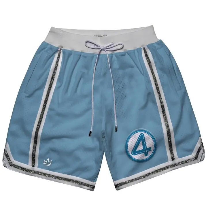 Fantastic Four Embroidered Men's Basketball Mesh Anime Shorts With Four Pockets Athletic Sweat Walking Gym Shorts