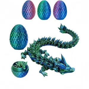 3Pcs 3D Printed Dragon Egg, Colorful Gradient Design Dragon Egg, Surprise Animals Figurines, Fidget Dinosaur Eggs Toys for Boys