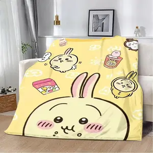 Chiikawa Cute Cartoon Printed Blanket - Soft, Comfortable, Warm - Ideal for Home, Travel - Perfect Birthday Gift for Kids