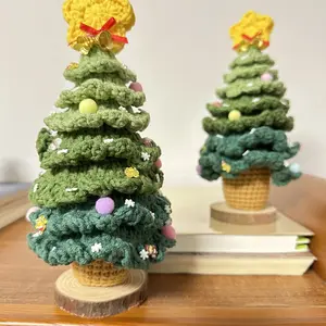 Handmade crochet, 2025 Knitted Christmas Tree Decorations - Compact and Unique Holiday Home Gift, Fun, Cute and Distinctive Christmas Gift - Warm Aesthetics and Trendy Trends - Holiday Ice Cream Cone Decorations.under $5