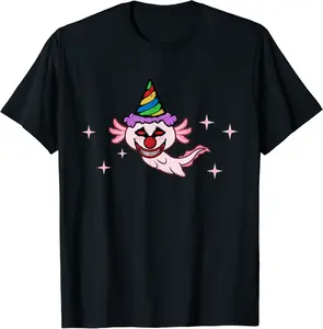 Halloween Axolotl Scary Clown Graphic Art T-Shirt - Angelacarcam Shop 36B09DK6SXK8