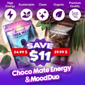 Premium Choco Mate Energy & Mood Duo – Natural Cacao Powder & Yerba Mate Instant Drink Mix – Ashwagandha, Lion’s Mane, Chlorophyll – Rich Chocolate & Peach Mango Flavor – Non-GMO, Sugar-Free, Gluten-Free Superfood Blend