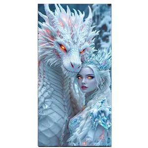 Dragon And Woman Big Size Diamond Painting for Adults 5D Full Round Drill Diamond Art Kit DIY Gem Painting Set Bedroom Living Room Wall Decor Gifts, Craft, Diamond Painting Kits, Year of the Horse gift